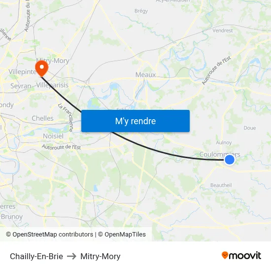 Chailly-En-Brie to Mitry-Mory map