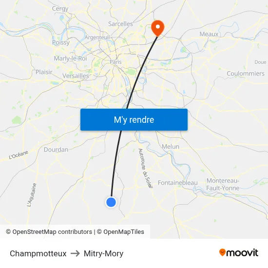 Champmotteux to Mitry-Mory map