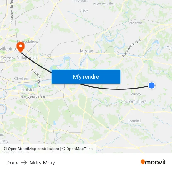 Doue to Mitry-Mory map