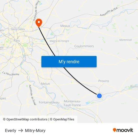 Everly to Mitry-Mory map
