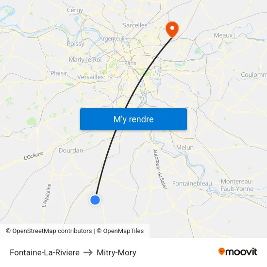 Fontaine-La-Riviere to Mitry-Mory map