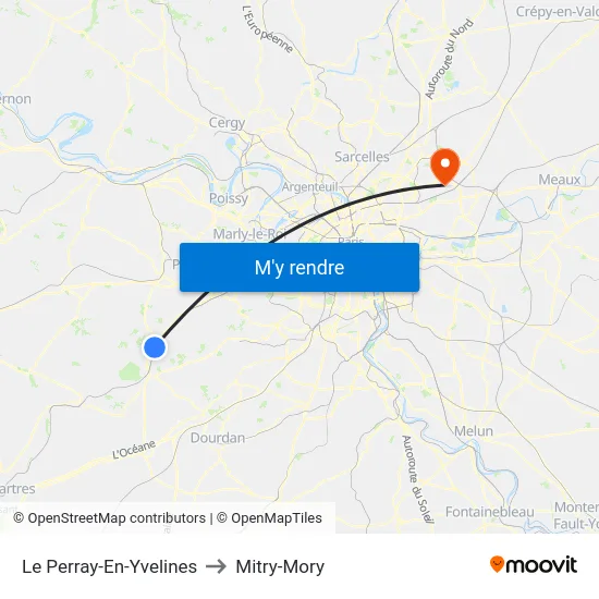 Le Perray-En-Yvelines to Mitry-Mory map