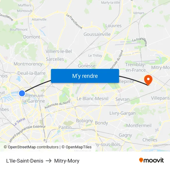 L'Ile-Saint-Denis to Mitry-Mory map