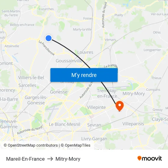 Mareil-En-France to Mitry-Mory map
