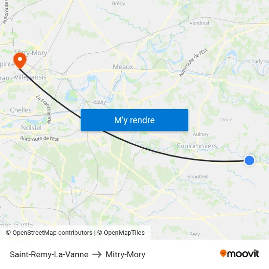 Saint-Remy-La-Vanne to Mitry-Mory map