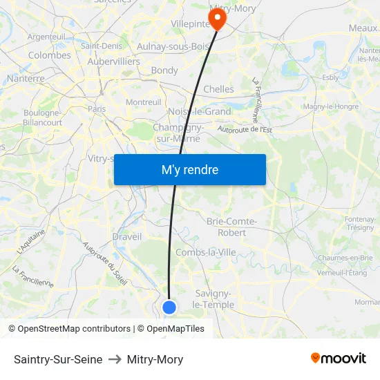 Saintry-Sur-Seine to Mitry-Mory map