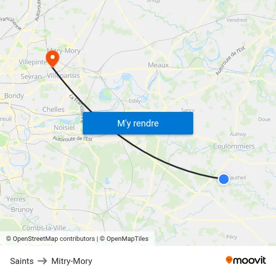Saints to Mitry-Mory map