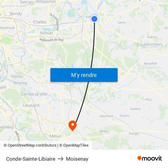 Conde-Sainte-Libiaire to Moisenay map