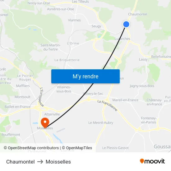 Chaumontel to Moisselles map