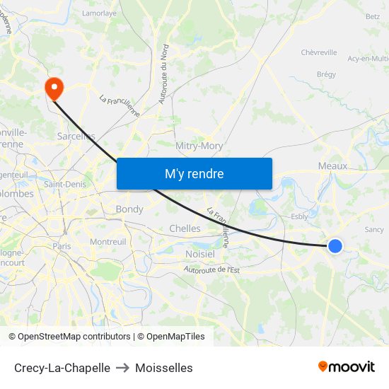 Crecy-La-Chapelle to Moisselles map