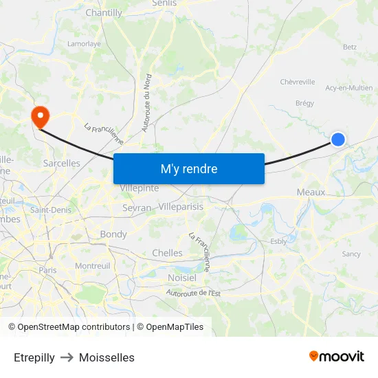 Etrepilly to Moisselles map