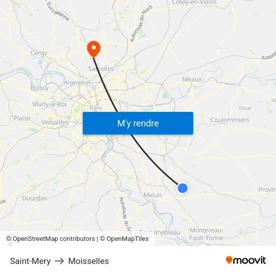 Saint-Mery to Moisselles map