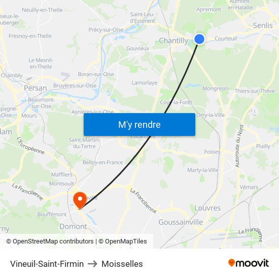 Vineuil-Saint-Firmin to Moisselles map