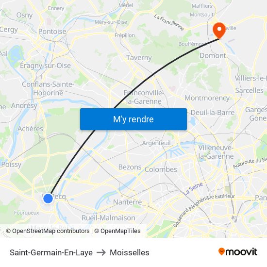 Saint-Germain-En-Laye to Moisselles map