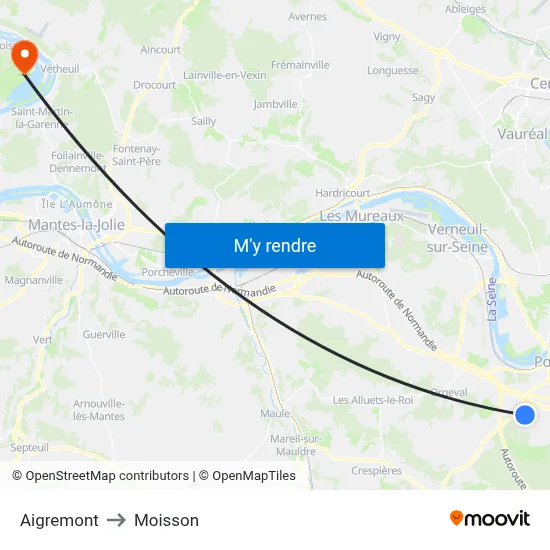 Aigremont to Moisson map
