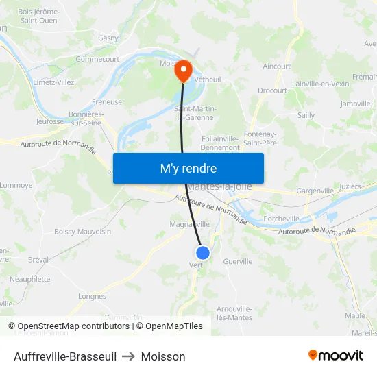 Auffreville-Brasseuil to Moisson map