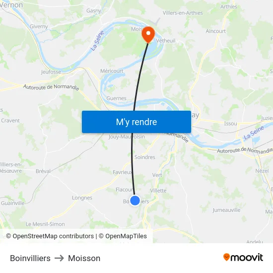 Boinvilliers to Moisson map