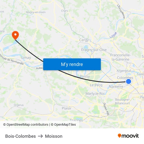 Bois-Colombes to Moisson map