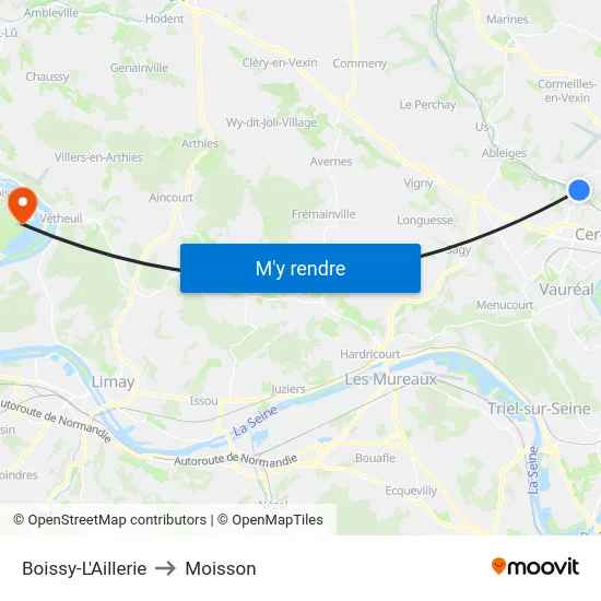 Boissy-L'Aillerie to Moisson map