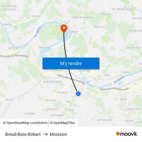 Breuil-Bois-Robert to Moisson map