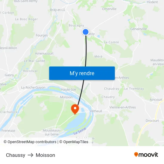 Chaussy to Moisson map