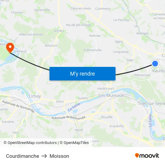 Courdimanche to Moisson map