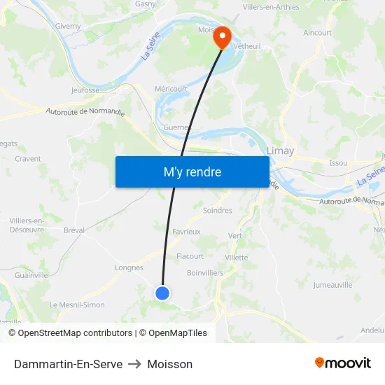 Dammartin-En-Serve to Moisson map