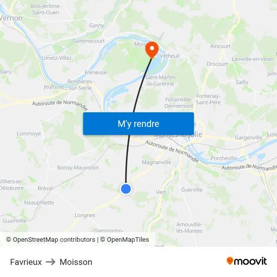 Favrieux to Moisson map