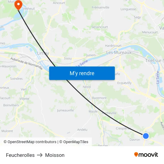 Feucherolles to Moisson map