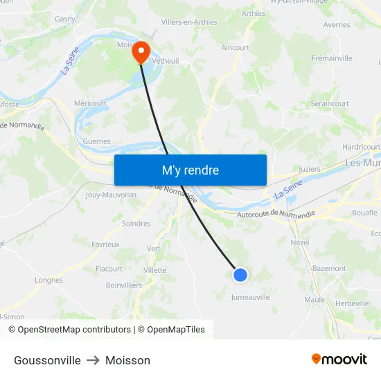 Goussonville to Moisson map