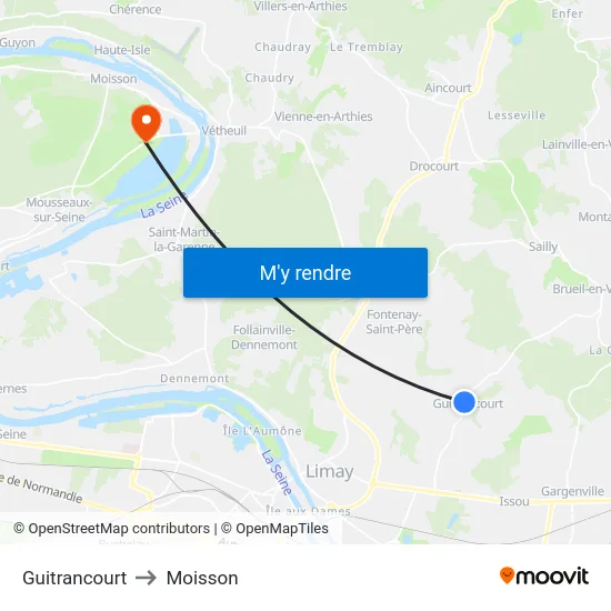 Guitrancourt to Moisson map