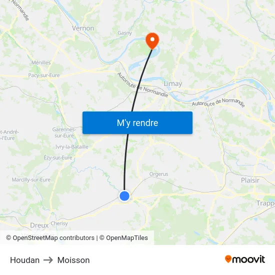 Houdan to Moisson map