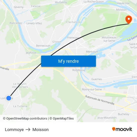 Lommoye to Moisson map