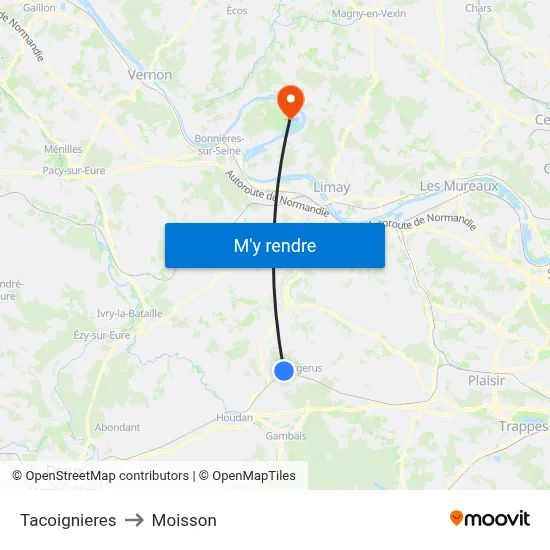 Tacoignieres to Moisson map