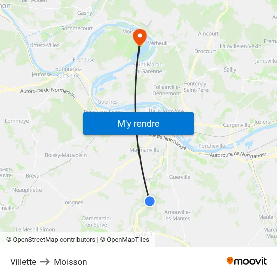 Villette to Moisson map