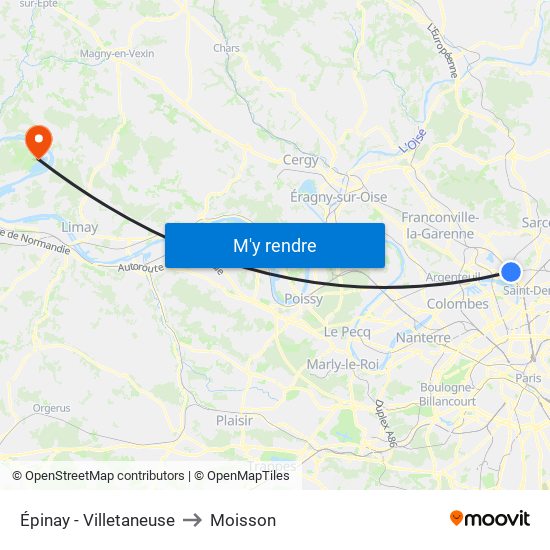 Épinay - Villetaneuse to Moisson map