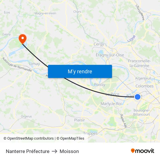 Nanterre Préfecture to Moisson map