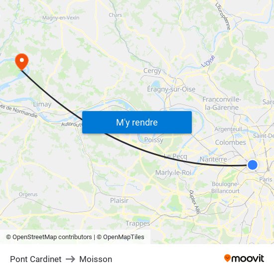 Pont Cardinet to Moisson map