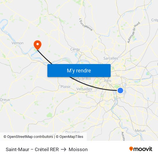 Saint-Maur – Créteil RER to Moisson map