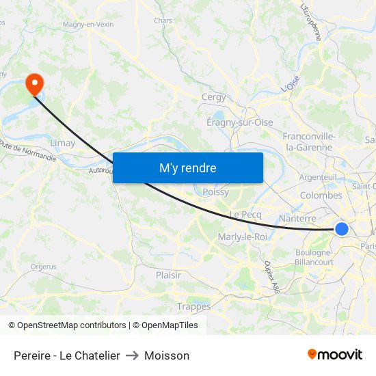 Pereire - Le Chatelier to Moisson map