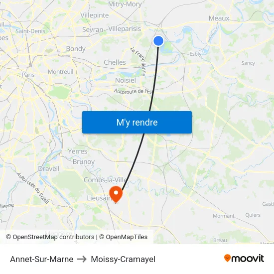 Annet-Sur-Marne to Moissy-Cramayel map