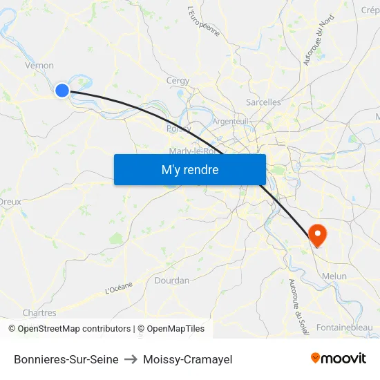 Bonnieres-Sur-Seine to Moissy-Cramayel map