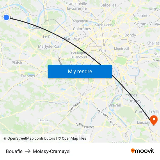Bouafle to Moissy-Cramayel map