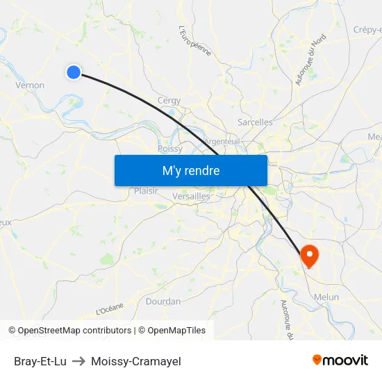 Bray-Et-Lu to Moissy-Cramayel map