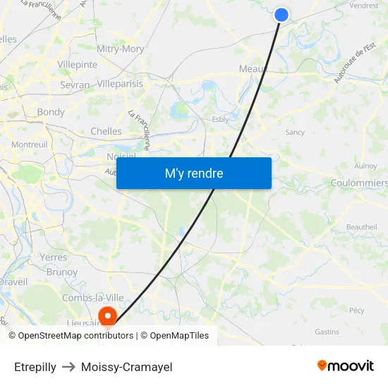 Etrepilly to Moissy-Cramayel map