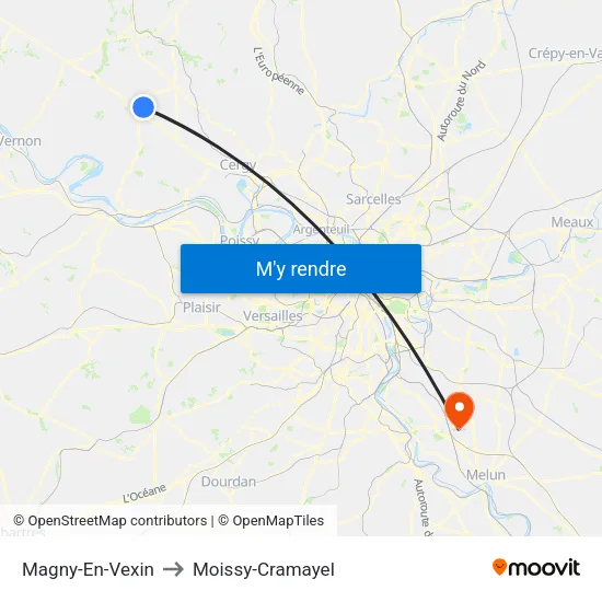 Magny-En-Vexin to Moissy-Cramayel map