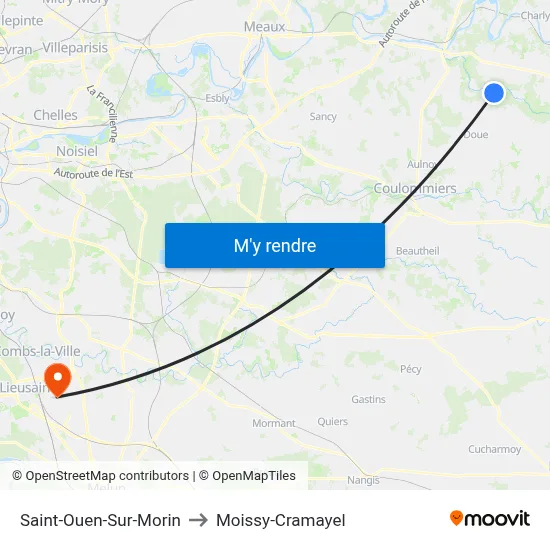 Saint-Ouen-Sur-Morin to Moissy-Cramayel map