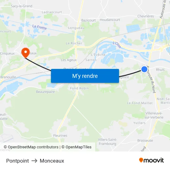 Pontpoint to Monceaux map