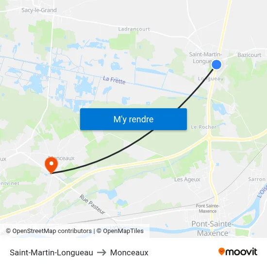 Saint-Martin-Longueau to Monceaux map