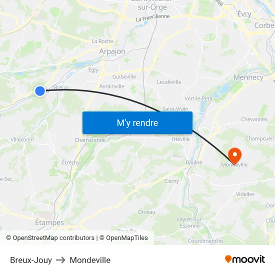 Breux-Jouy to Mondeville map